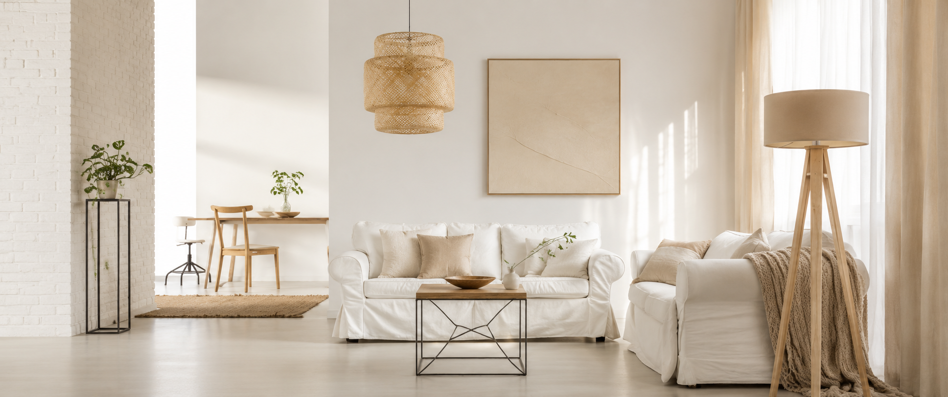 A carefully considered warm minimalist living room