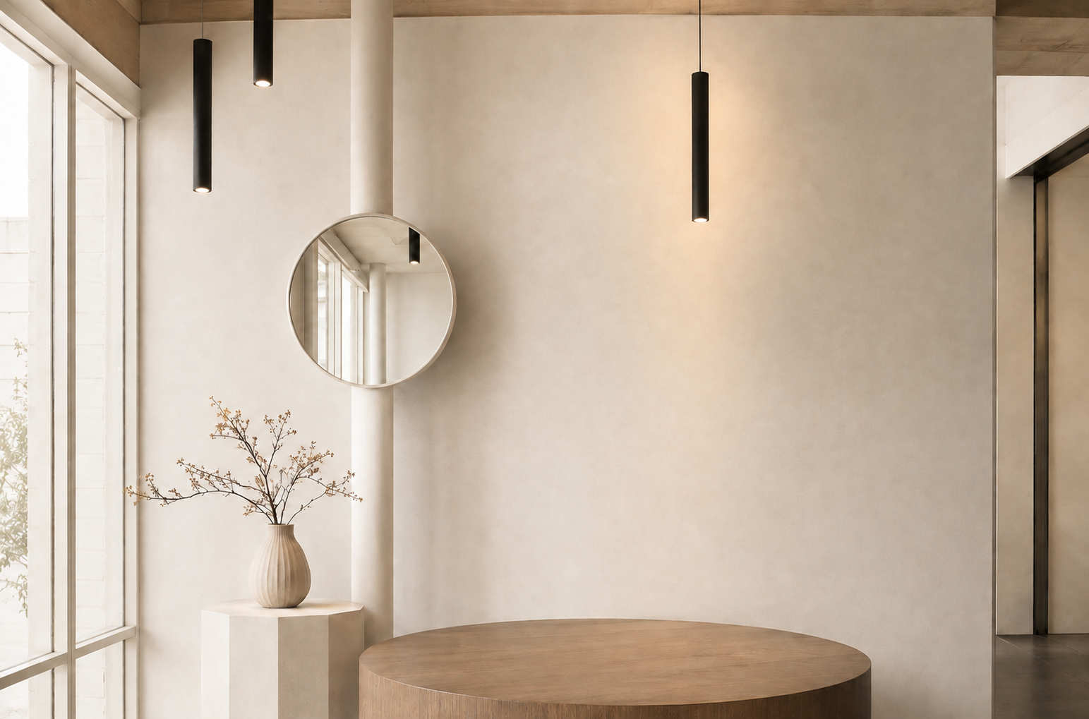 A precise architectural line in a minimalist interior